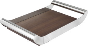 Al Saif Gallery Wooden Serving Tray, 32x27x5.6 cm, Rectangular, Steel Handle - Silver Wood product image 2