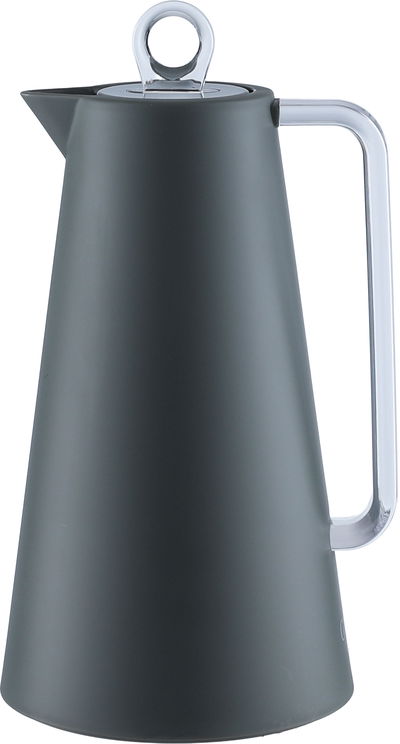 ترمس جلوري، 1 لتر، خامة داخلية زجاج، يد شفاف، غطاء ضغاط - رمادي غامق product image 1