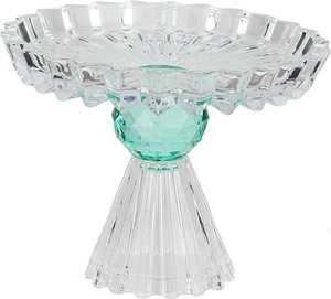 ستاند تقديم حلا زجاج السيف غاليري، قاعدة اخضر، 13.5x13.5x11 سم - شفاف product image