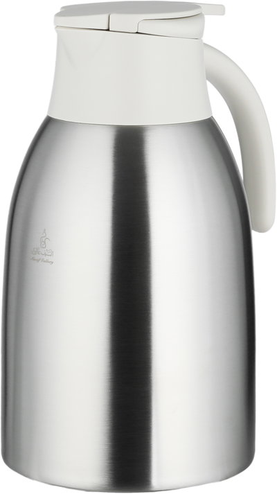 Aura Thermos, 1.6 Liter, Stainless Steel Inner Container, Stainless Steel/Plastic Outer Body, Push Button - Creamy Silver product image 4