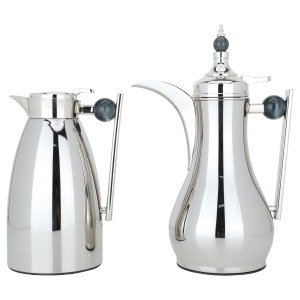 Al Saif Gallery Alaa thermos set, 1 liter, marble handle, thermal glass inner case, steel outer case - silver product image 2