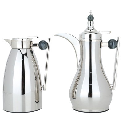 Al Saif Gallery Alaa thermos set, 1 liter, marble handle, thermal glass inner case, steel outer case - silver product image 2