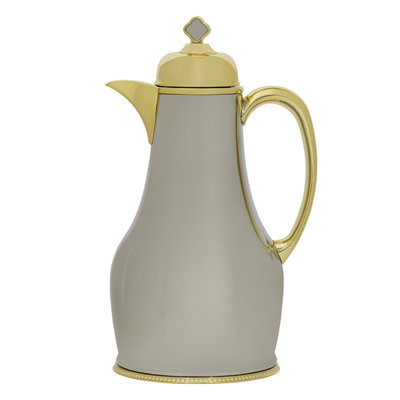 Al Saif Gallery Laura thermos set, 1/1 liter, 2 pieces, thermal glass inner shell, stainless steel outer shell - silver gold product image 3