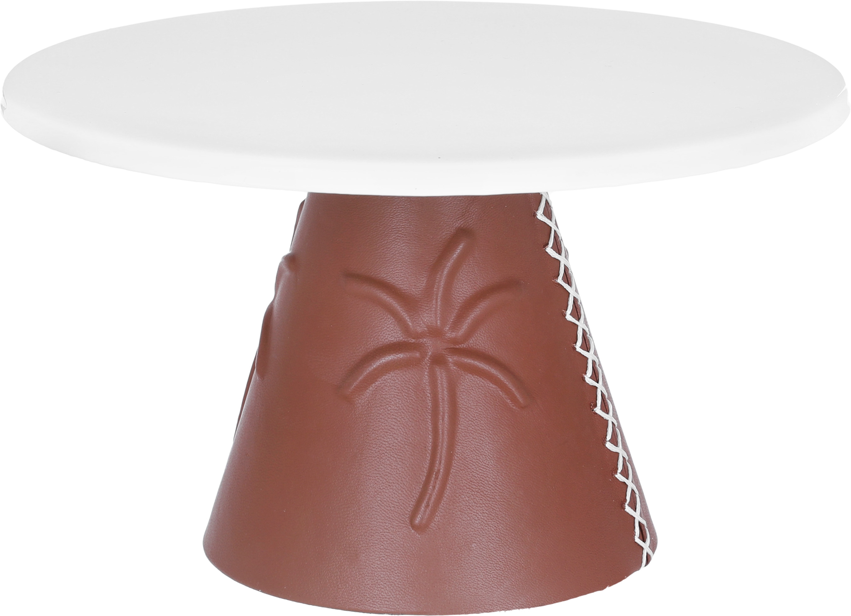 Steel dessert serving stand with a brown Al Saif Gallery base, 21 x 21 x 12 cm, circular - white product image 2