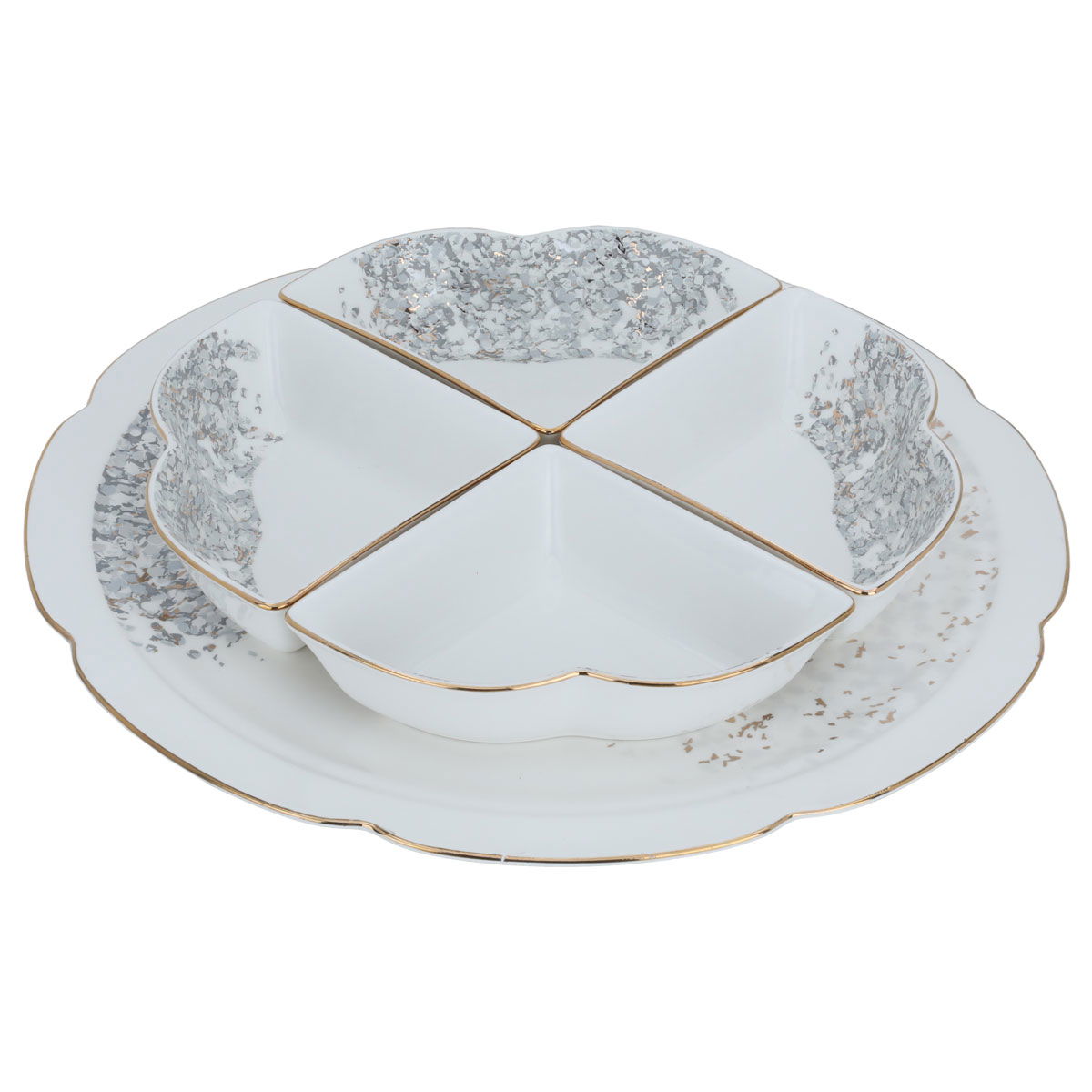 Al Saif Gallery porcelain yogurt set, 4.5 inches, with round plate, 5 pieces - white product image 1