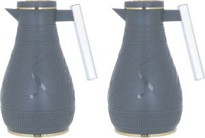 Al Saif Gallery Karam thermos set, 1/0.65 liter, Islamic pattern, thermal glass inner shell, plastic outer shell - gray product image 2
