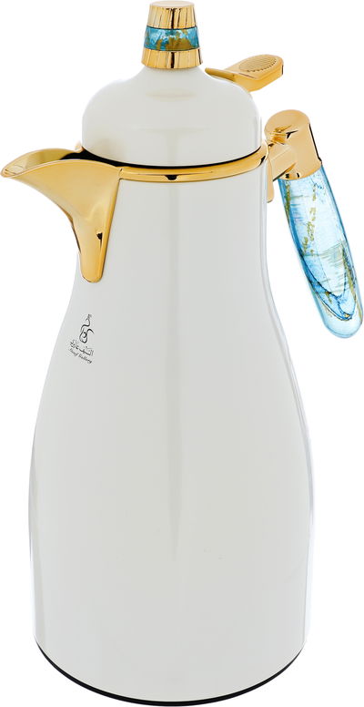 Al Saif Gallery Maimouna thermos set, two pieces, 1/1 liter, thermal glass inner container, steel outer shell - white product image 9