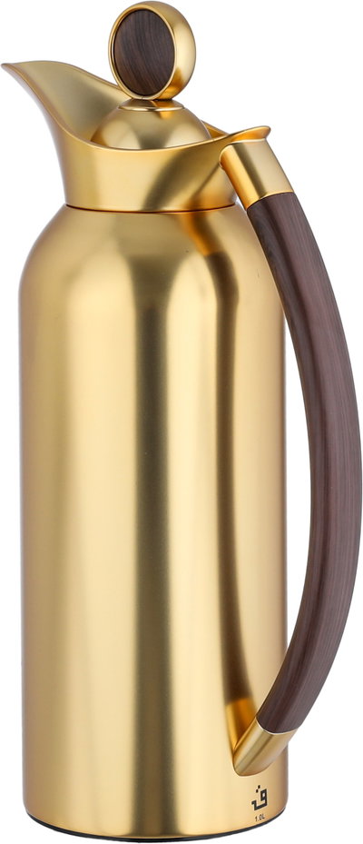 Al Saif Gallery Al Thuraya Thermos Set, 2 Pieces, 1/1 Liter, glass interior, black handle, gold push-button lid product image 4
