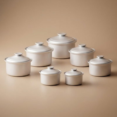 Al Saif Plus Abu Taj Indian pots set, 15 x 9 cm, 14 pieces - silver product image 1