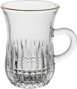 طقم بيالات شاي بيد زجاج ماكس جلاس، خط ذهبي 6 قطع - شفاف product image 2