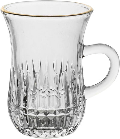 Tea set with max glass handle, gold line, 6 pieces - transparent product image 2