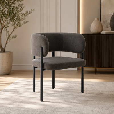 كرسي مودرن حديد ضد الصداء، 75×56×58 سم، قماش شانيل - رمادي product image 4