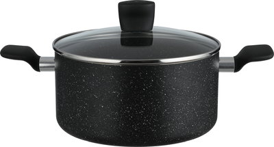 طقم قدور دارك ستون 2 جرانيت تيفال، غطاء زجاج، 11 قطعة - أسود شفاف product image 2