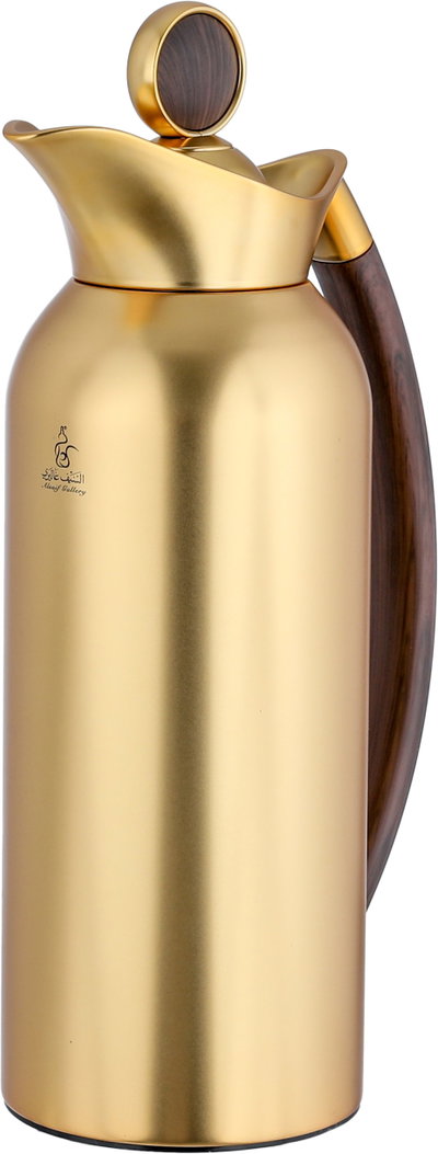 Al Saif Gallery Al Thuraya Thermos Set, 2 Pieces, 1/1 Liter, glass interior, black handle, gold push-button lid product image 9