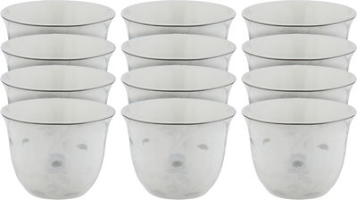 طقم فناجين قهوة سعودي بورسلان السيف غاليري، 12 قطعة - أبيض فضي product image 1