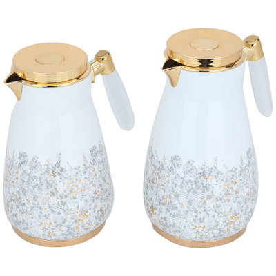 Al Saif Gallery Agadir thermos set, 1/0.75 liter, thermal glass inner container, steel outer shell - golden white product image 3