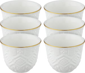 Al Saif Gallery Saudi Porcelain Coffee Cup Set, 6 Pieces, Embossed - White product image