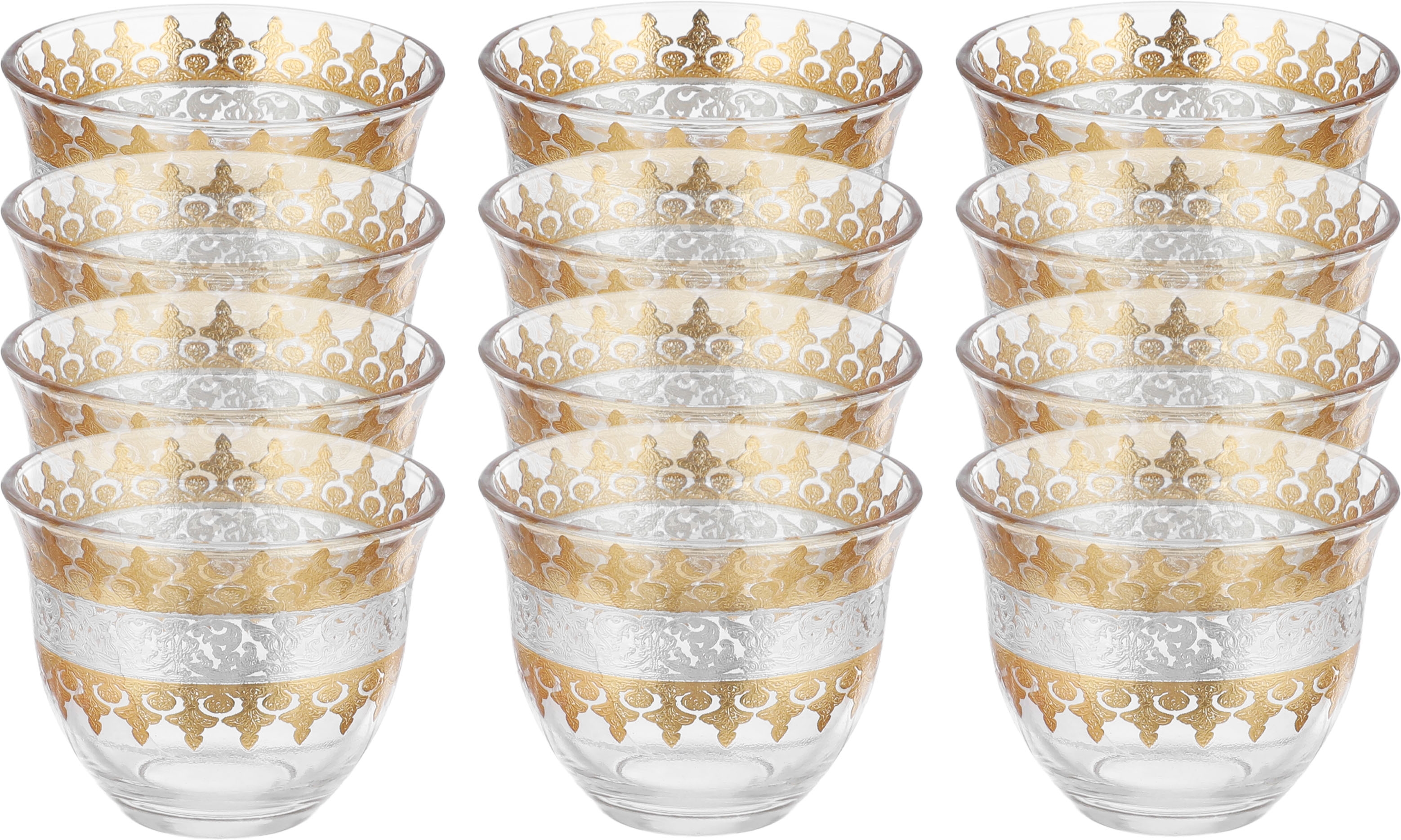 طقم فناجين قهوة عربي زجاج السيف غاليري، 6 قطع - فضي ذهبي product image