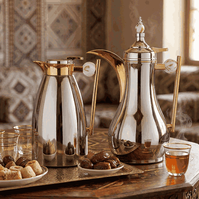 طقم ترامس الاء السيف غاليري، 1 لتر/ 0.75 لتر، 2 قطعة، حافظة داخلية زجاج حراري، هيكل خارجي استيل - فضي product image 2