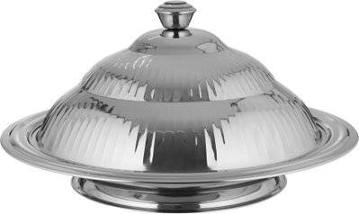 Elsahaah Stainless Steel Gozi Serving Platter with Engraved Lid, 45 cm - Silver product image 2
