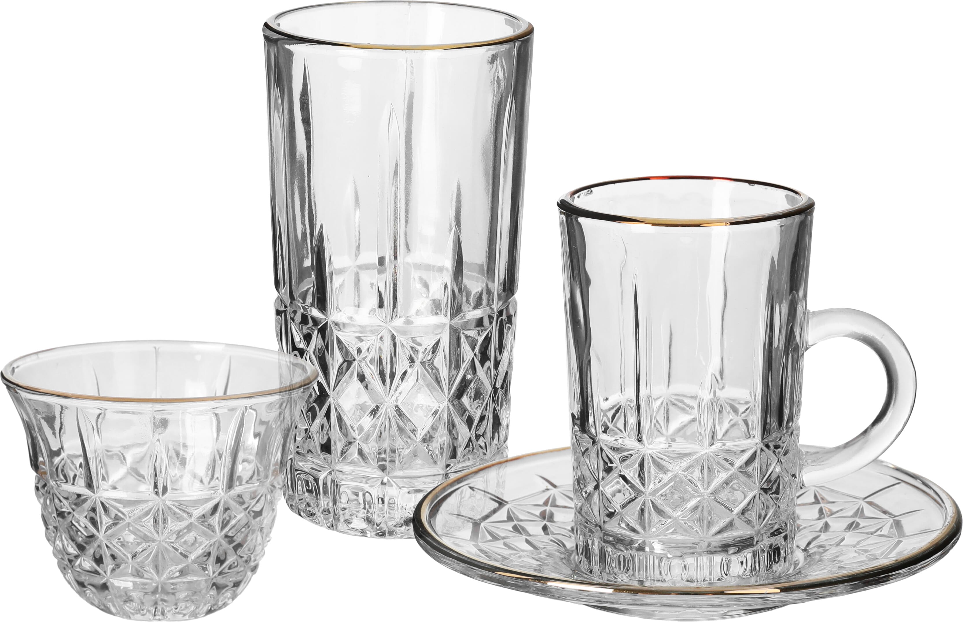 طقم تقديم بيالات شاي وقهوة زجاج السيف غاليري، 30 قطعة - شفاف product image 1