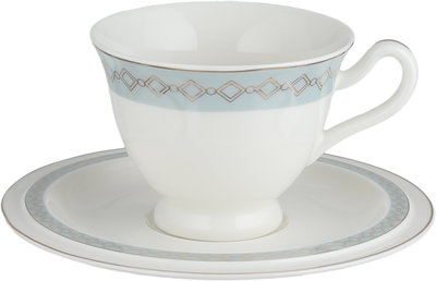 طقم تقديم سفرة بورسلان السيف غاليري، 166 قطعة، نقش فضي - أبيض رمادي product image 18