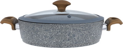 طقم قدور جرانيت بغطاء زجاج فالز، 9 قطع، يد خشب - رمادي غامق product image 5