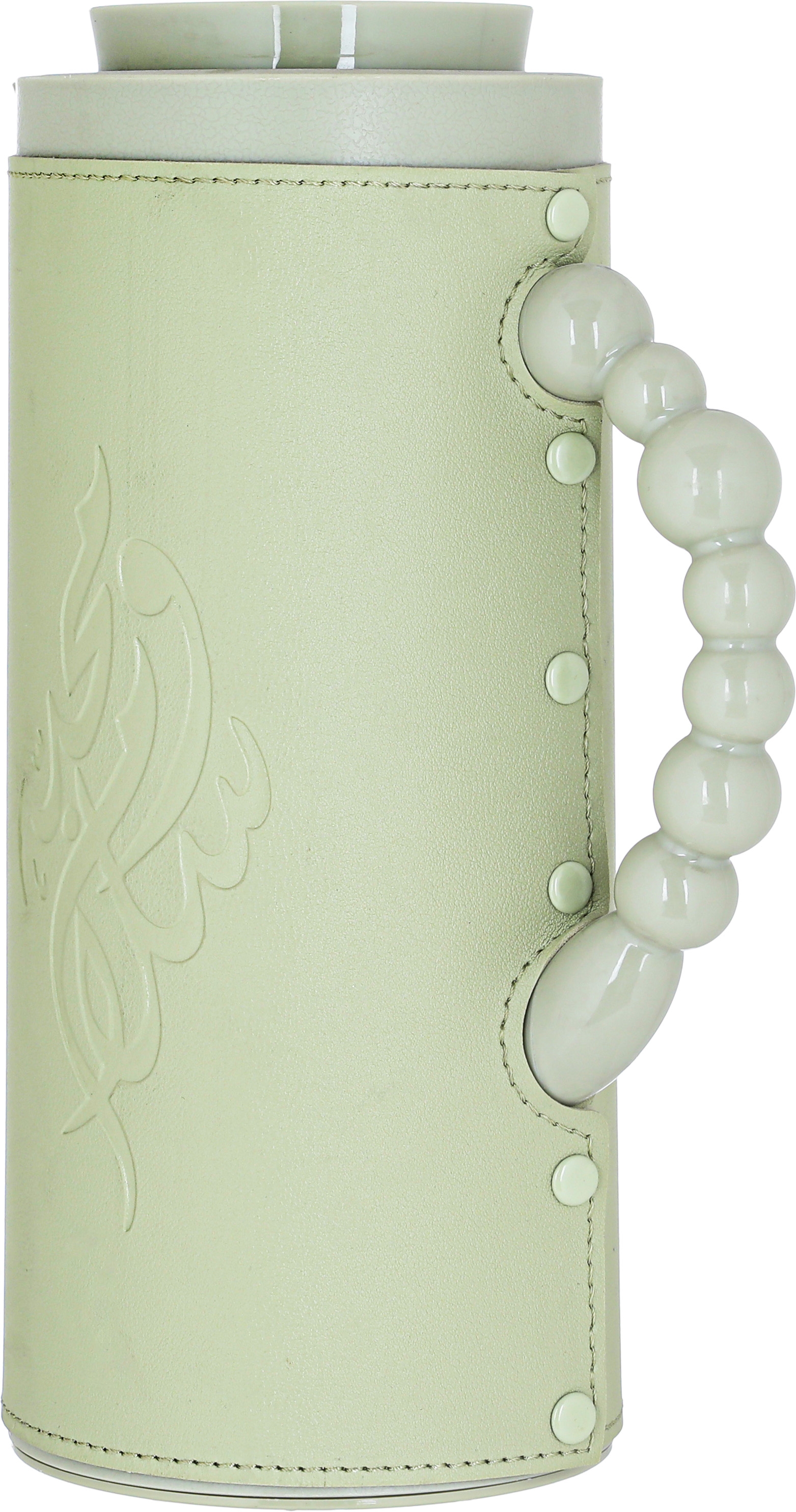 Al Saif Gallery Royal 7 glass thermos, 1 liter, with leather cover, glass inner case, plastic outer body - green product image 3