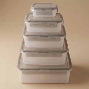 Al Saif Gallery Plastic Boxes Set, Rectangular, 5 Pieces - Transparent Black product image