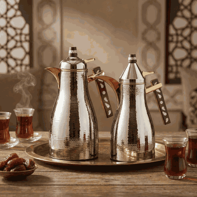 Alsaif Gallery Falwah Thermos Set, 2 Pieces, 1/1 Liter, Glass inner container, Stainless Steel Body - Silver product image 3