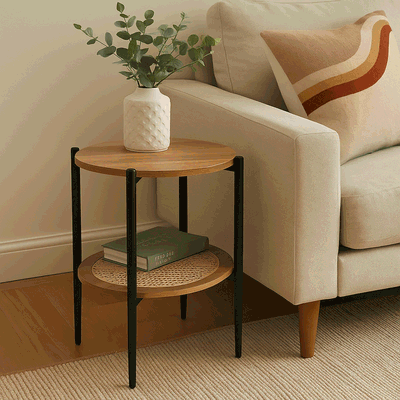 Modern side table, MDF wood and steel, 55 x 45 cm - Wood product image 2