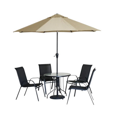طاولة مظلية حديد ،90×90×75 سم، 4 كراسي - أسود product image 3