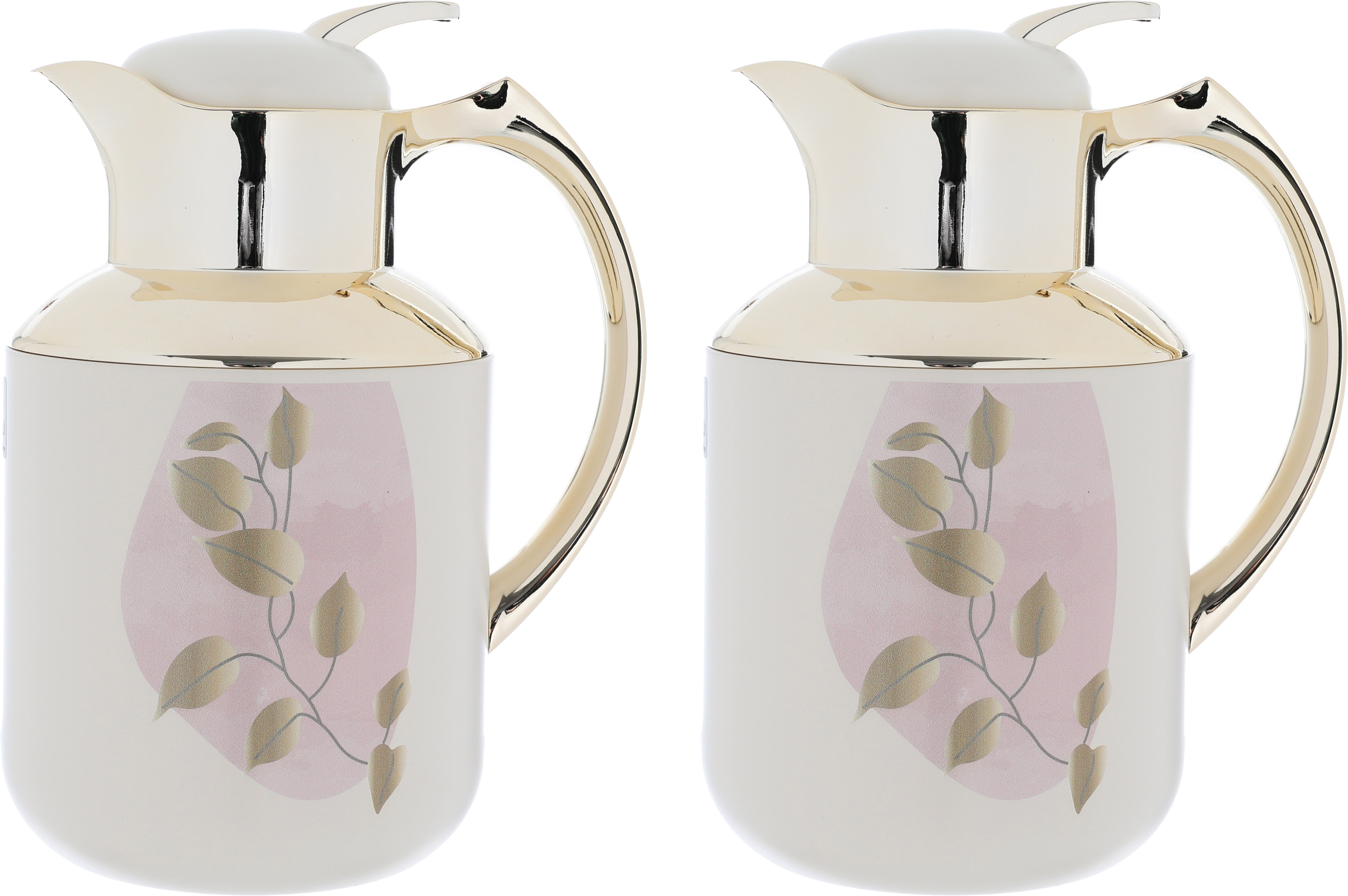 Al Saif Gallery florya thermos set, 1/0.5 liter, two pieces, thermal glass inner container, steel outer shell - beige product image