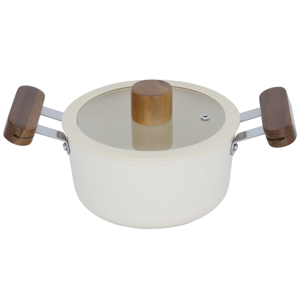 Tornado Ceramic Pot, 16 cm, Wooden Handle - Beige product image 1