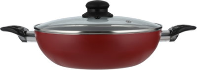 مقلاة تيفلون مستر كوك، 24 سم، عميقة، بيدين اسود، غطاء زجاج- احمر product image 3