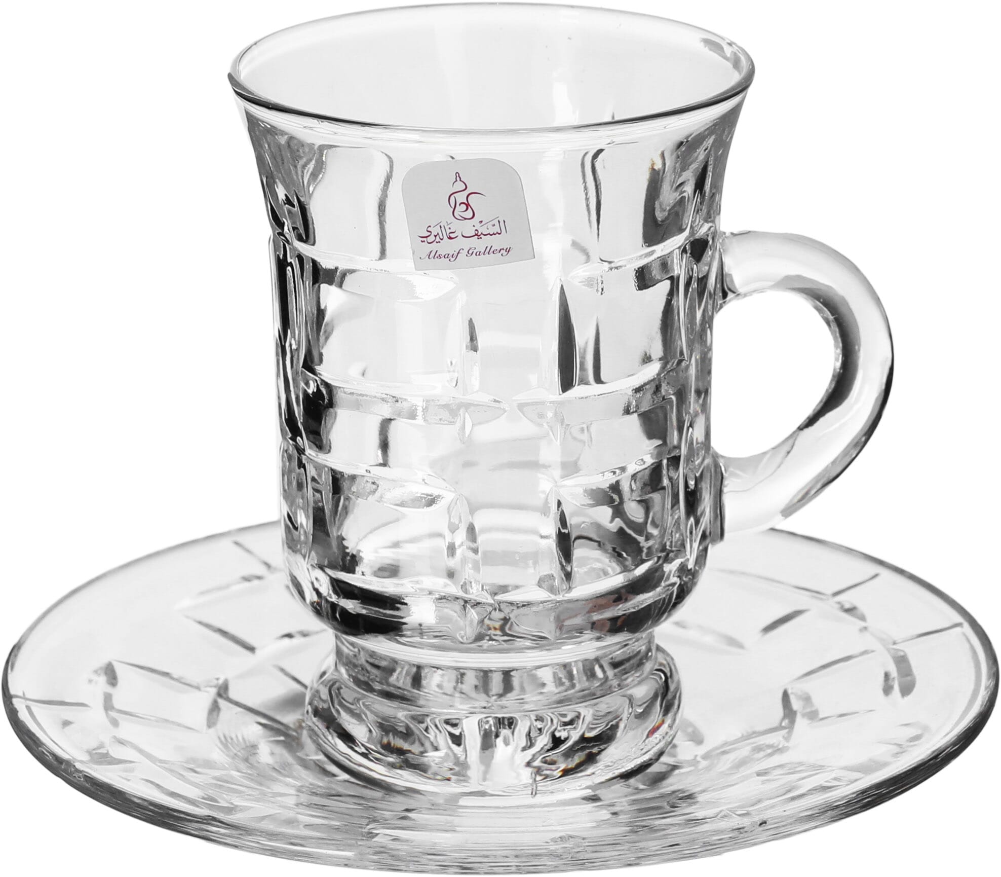 طقم تقديم شاي وقهوة كريستال السيف غاليري، مع الصحن، 18 قطعة - شفاف product image 2