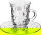 Al Saif Gallery Crystal Tea and Coffee Serving Set, with Saucer, 18 Pieces - Transparent product image 2