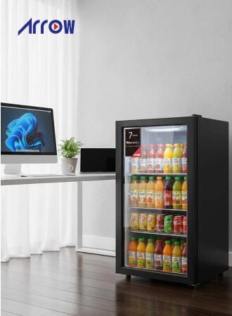 Arrow RO-110SCK No-Frost Mini Bar Refrigerator, 90 Liters, 3.2 Cubic Feet, 3 Shelves, Glass Door - Black product image 6