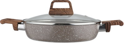 طقم قدور جرانيت روكي، 9 قطع، مسكة يد خشبي، غطاء زجاج - بني product image 10