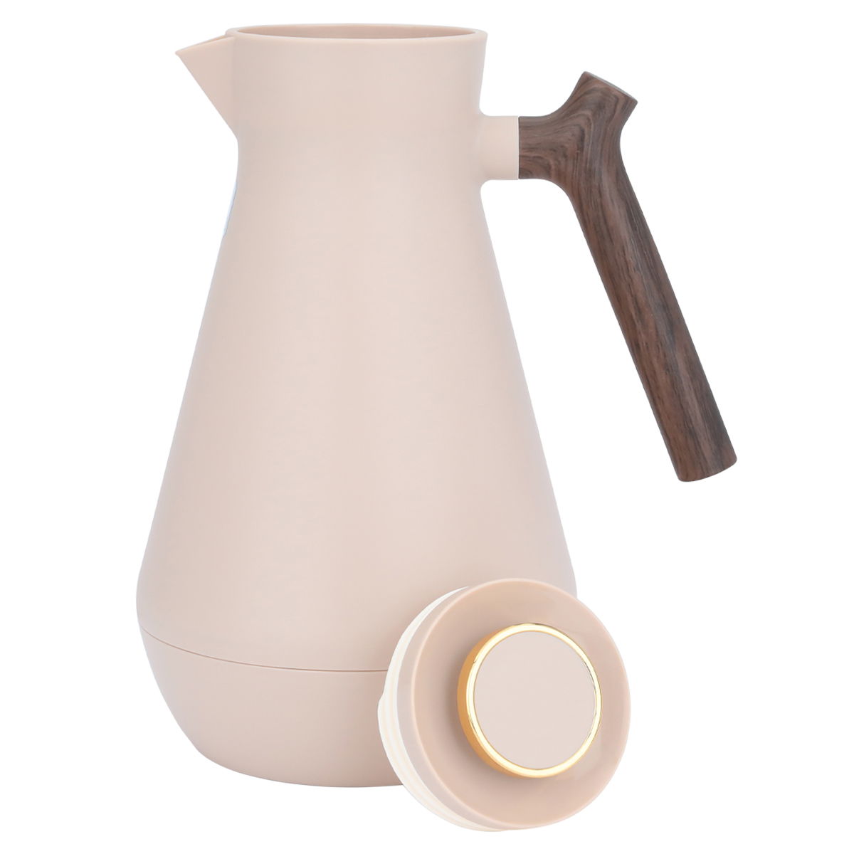 Everest Amada Al Saif Gallery thermos, 1.5 liters, thermal glass inner container, plastic outer shell, wooden handle - light brown product image 4