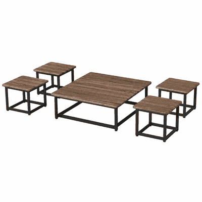 طقم طاولات خشب MDF و معدن، 5 قطع - بني اسود product image 3