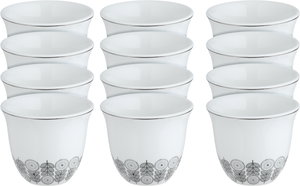 طقم فناجين قهوة سعودي بورسلان السيف غاليري، 12 قطعة، منقوش - أبيض رمادي product image