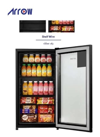 Arrow RO-110SCK No-Frost Mini Bar Refrigerator, 90 Liters, 3.2 Cubic Feet, 3 Shelves, Glass Door - Black product image 2