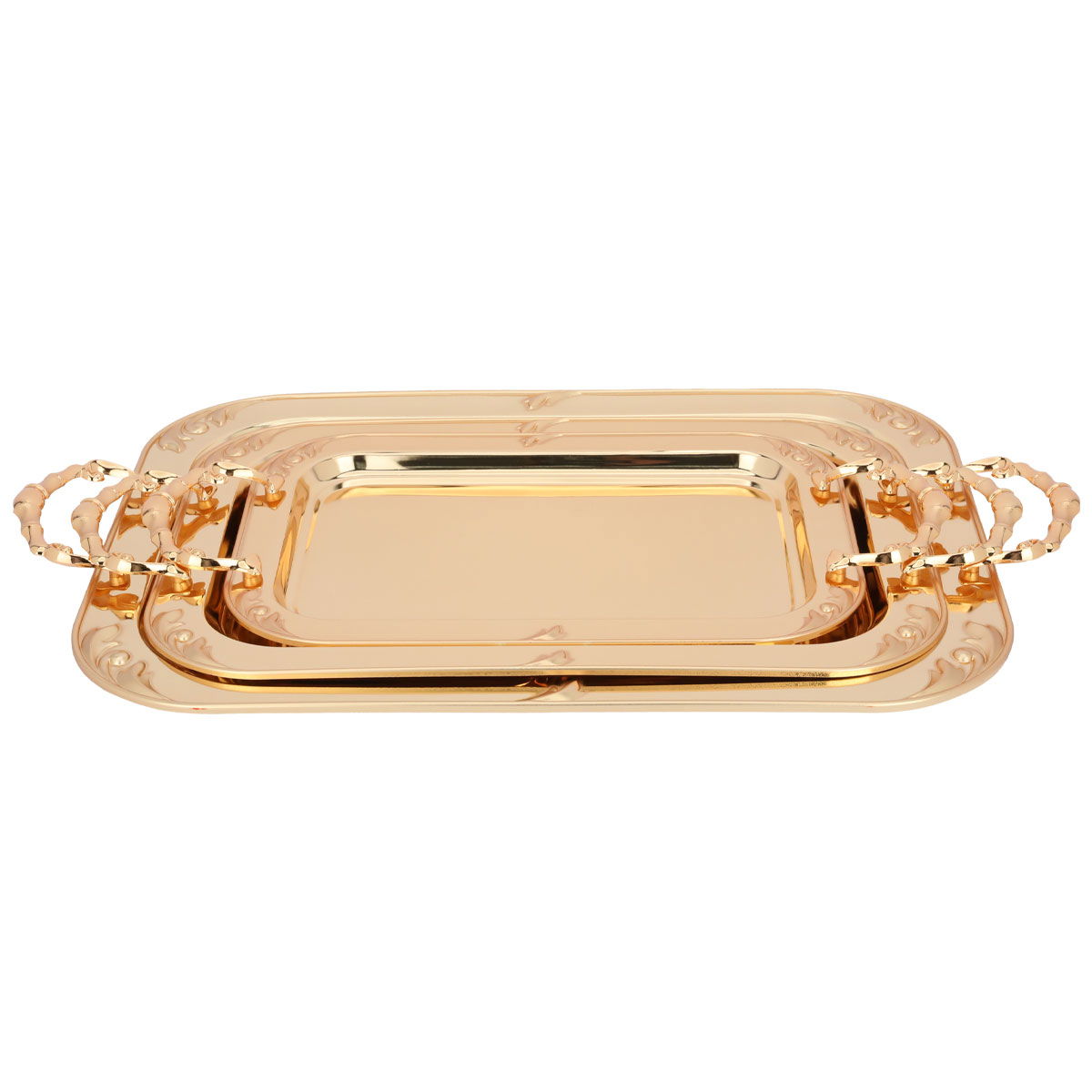 Al Saif Gallery steel topper set, 3 pieces, rectangular - gold product image 2