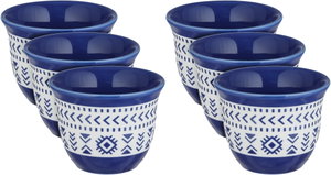 Al Saif Gallery Saudi Arabian Porcelain Coffee Cup Set, 6 Pieces, Artistic Decorations - White and Blue product image