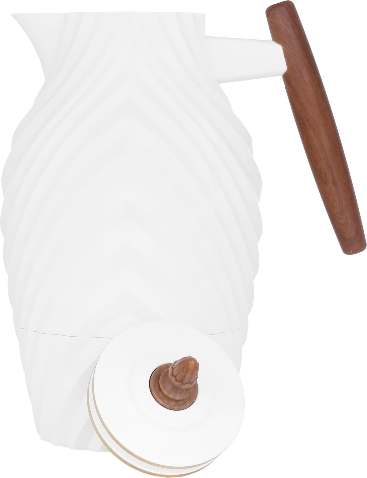 Everest Noora Thermos, 1 liter, wooden handle, thermal glass inner shell, plastic outer shell - white product image 2