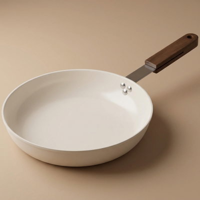 Tornado Ceramic Frying Pan, 24 cm, Wooden Handle - Beige product image 1