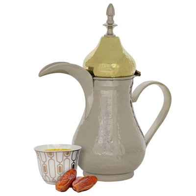 Al Saif Gallery Nickel Dallah, 26 cm - Gold Silver product image 1