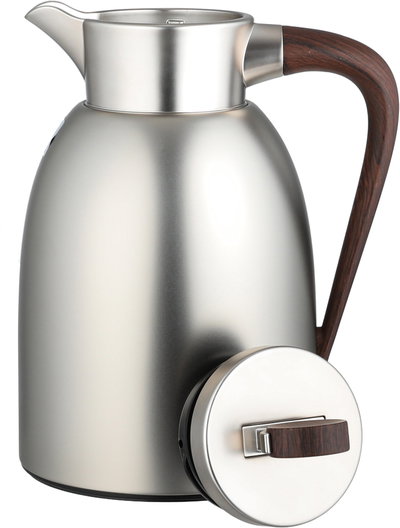 Al Saif Gallery Stainless Steel Yarn Thermos, 0.7 Liter, Glass Inner Container, Push Button, Wooden Handle, Self-Service - Matte Silver product image 5