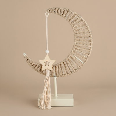 Al Saif Gallery, Ramadan Crescent Decoration Stand, Steel, 24.5x7x34.5 cm, Base - White Beige product image 1